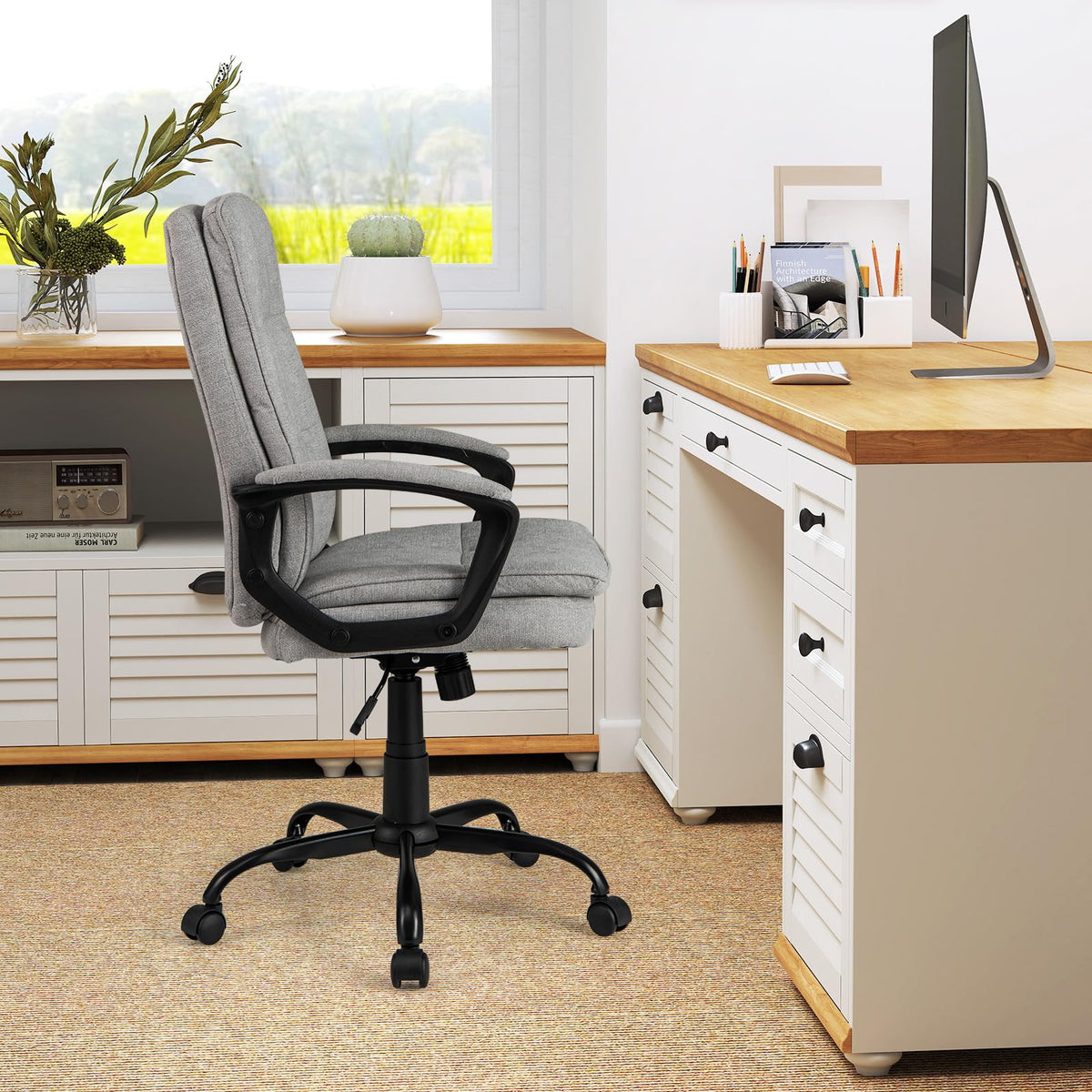 Height-Adjustable Office Chair Ergonomic Computer Armchair w/Rocking Function