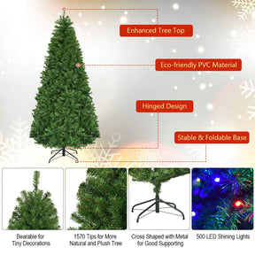 Pre-Lit Artificial Holiday Christmas Xmas Tree with 11 Mode & Color Lights
