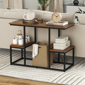 Giantex Rustic TV Console Table for 50 Inches TVs, Industrial Sofa Table with Open Storage Shelves