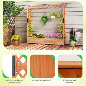 Giantex Raised Garden Bed with Trellis & Hanging Roof, 77"x17"x72"