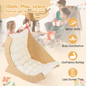 6 in 1 Climbing Arch for Toddlers, Wooden Kids Rocker Arch Climbing Toy with Removable Cushion