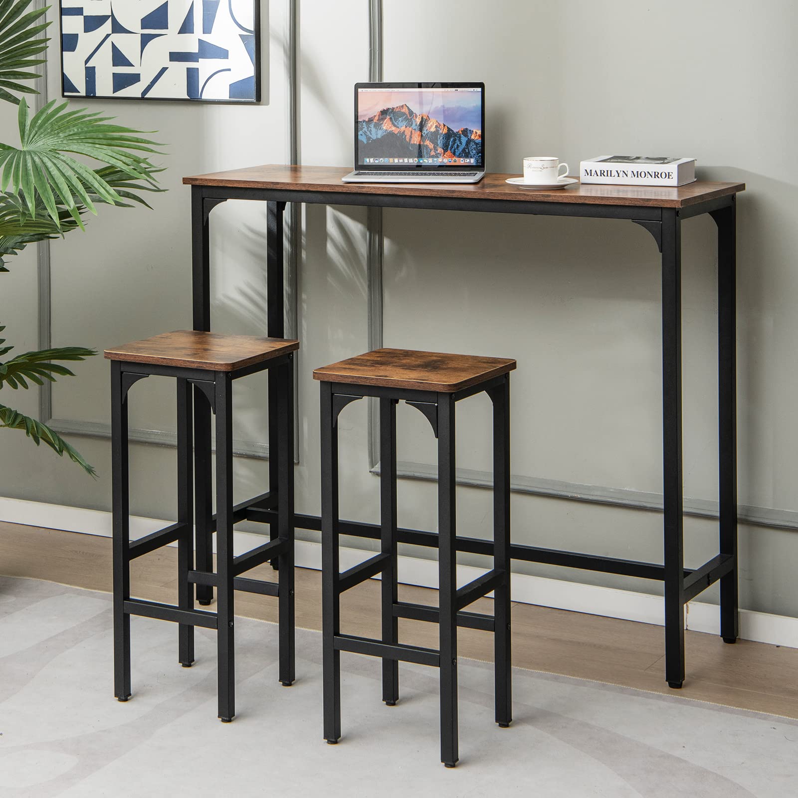 Giantex Bar Stools Set of 2, 30CM Counter Height Stools w/Black Metal Frame