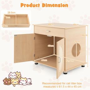 Cat Litter Box Enclosure, Hidden Cat Washroom Furniture w/Drawer