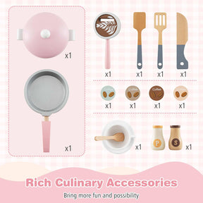 All-in-1 Wooden Kids Kitchen Playset, Pretend Play Kitchen w/Coffee Maker, Microwave, Oven