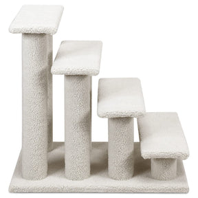 4-Step Pet Stairs for Cats and Dogs, Carpeted Cat Scratching Post Pet Ramp