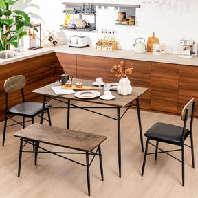 Giantex 4 Piece Dining Table Set w/Bench & 2 Chairs