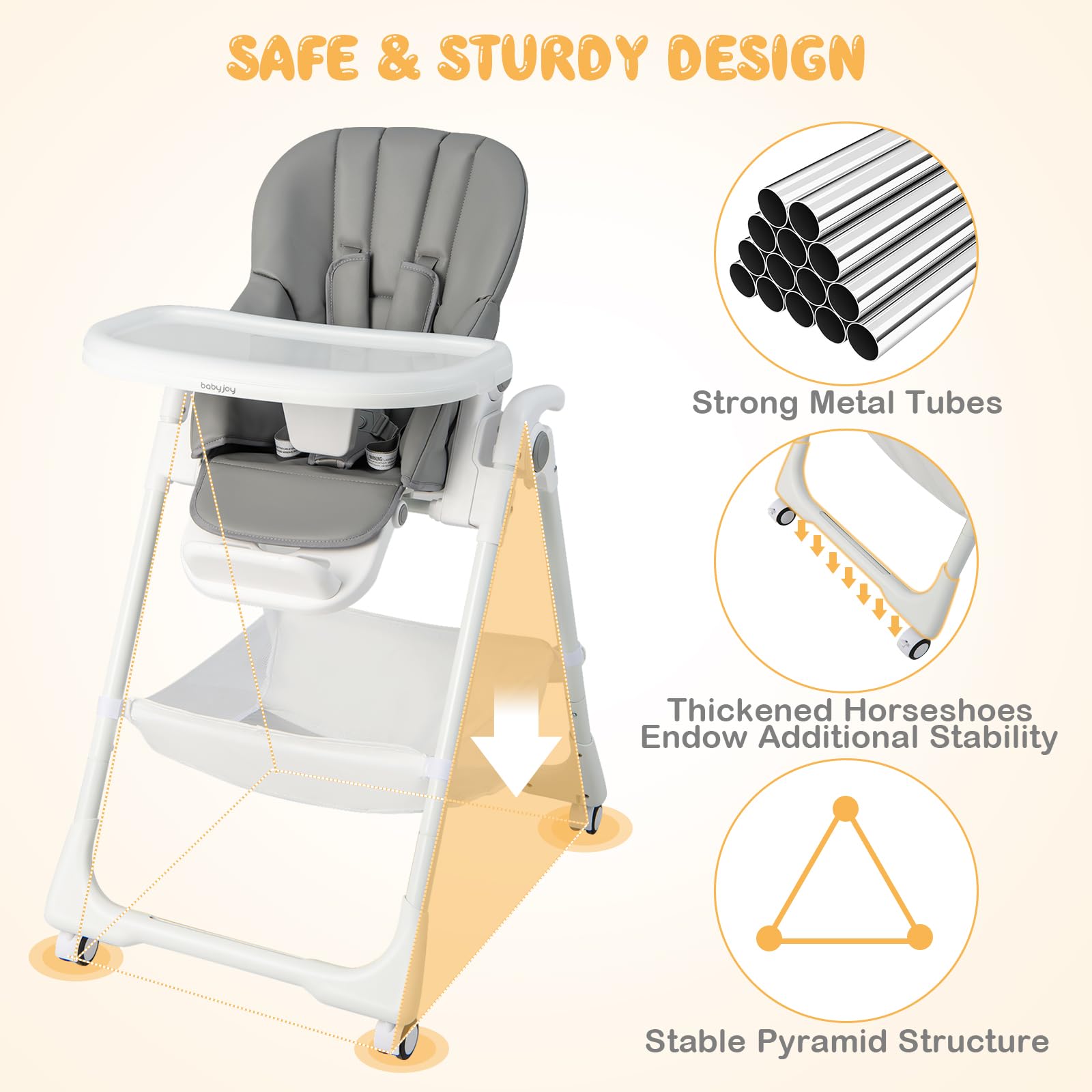 Convertible Infant Dining Chair with 7 Height for Babies and Toddlers