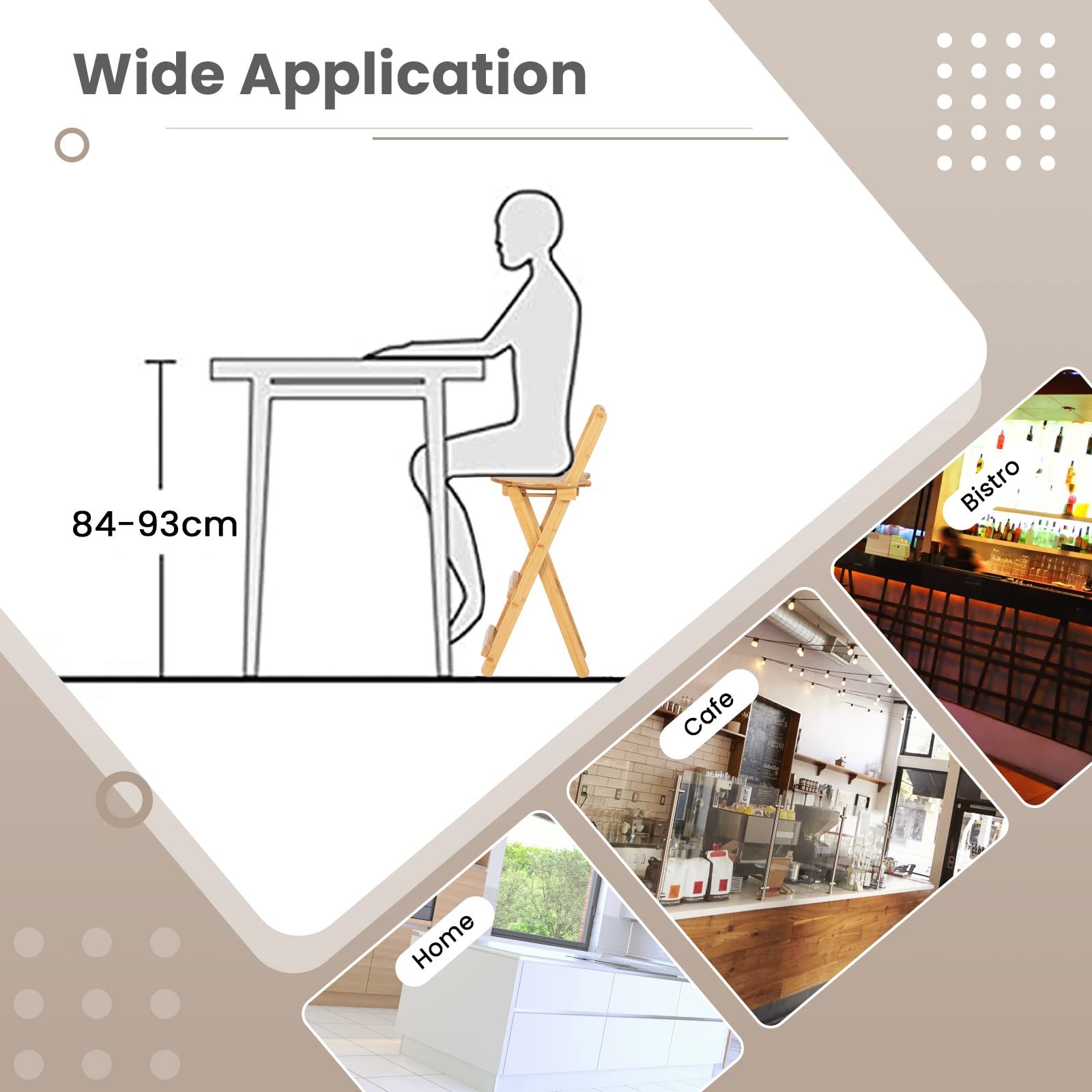 Giantex Folding Bamboo Bar Stools with Backrests