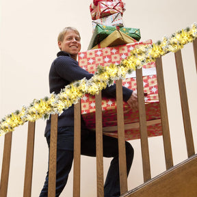 280cm Christmas Garland, Pre-Lit Flocked Garland w/180 Tips