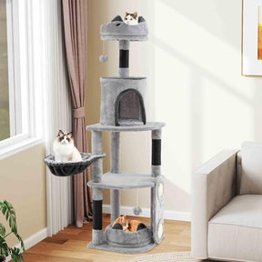 Tall Cat Tree Multi-level Large Cat Tower w/Sisal Scratching Posts &Board Indoor
