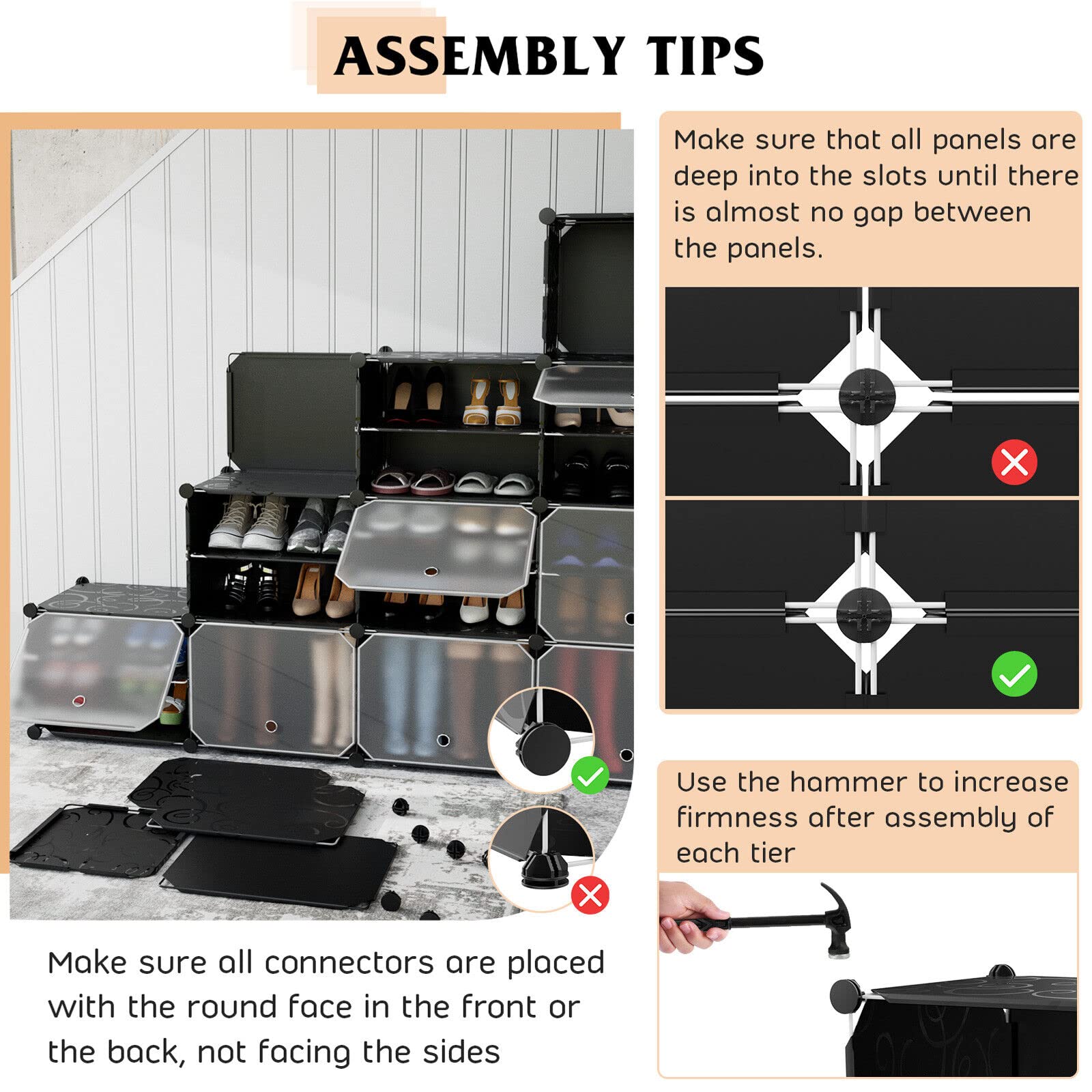 Giantex 12-Cube Shoe Rack Organizer, 48 Pairs Expandable Modular Shoe Storage Cabinet with Door