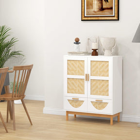 Giantex 2-Door Sideboard Buffet Cabinet, Accent Floor Storage Cabinet with Bamboo Woven Doors