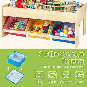 Train Table, 84 Pieces Wooden Kids Activity Toy Table Playset with Reversible Detachable Tabletop, Tracks, Train, Railway, City for Toddler Boys Girls (36’’ x 25’’ x 16’’)