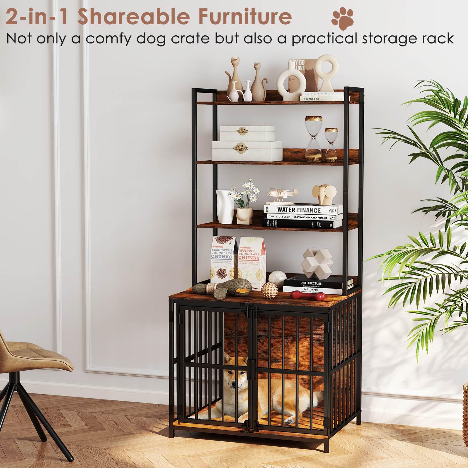 Dog Crate Furniture w/Storage Shelves