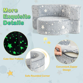 2-in-1 Toddler Chair Glow in the Dark Kids Couch with Removable and Washable Cover