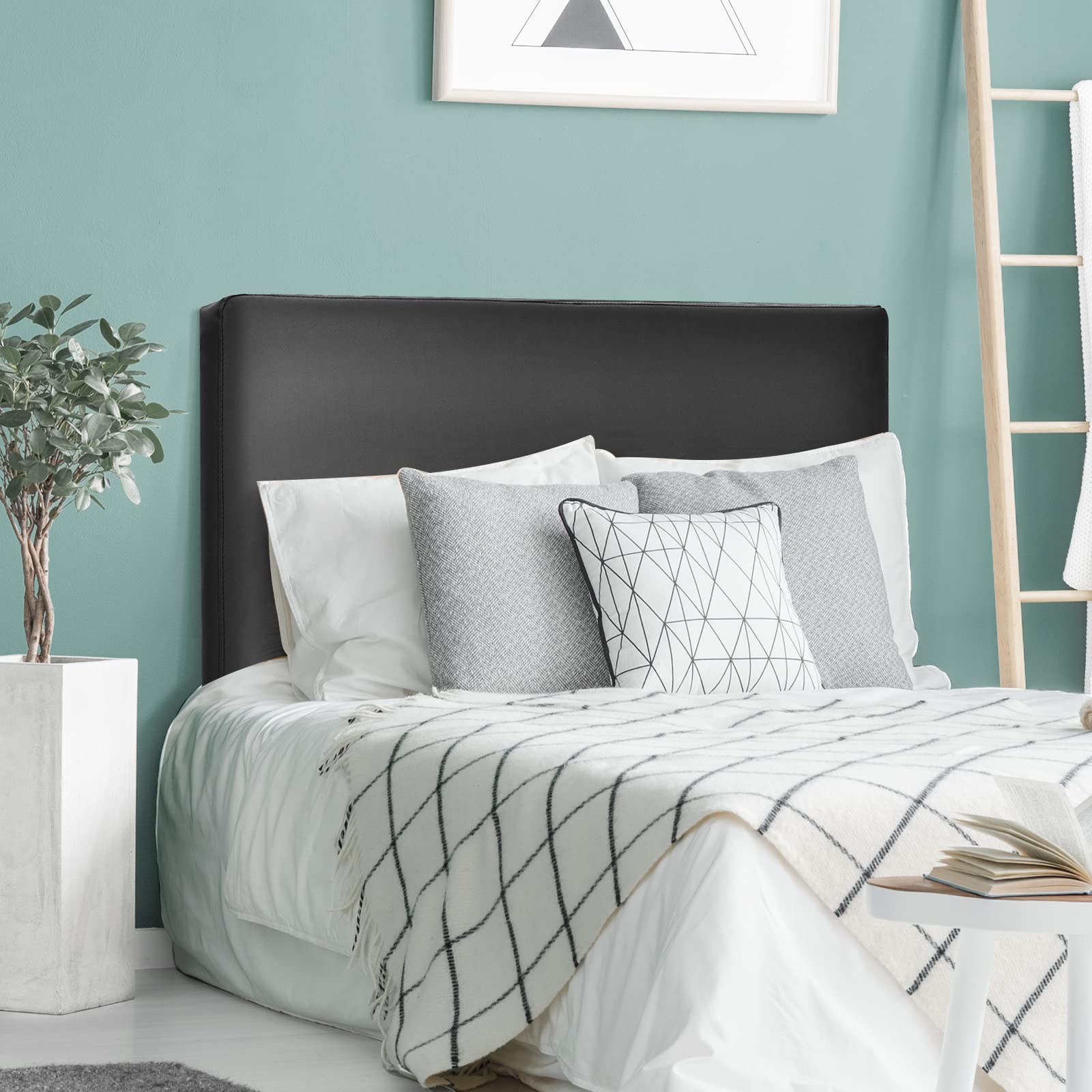 Giantex Wall-Mounted Headboard, Modern PU Leather Upholstered Headboard