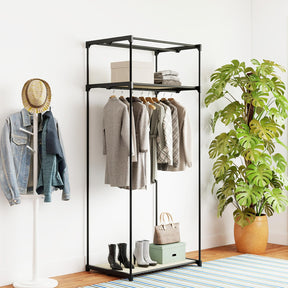 Fabric Wardrobe Portable Single Clothes Closet w/Hanging Rail