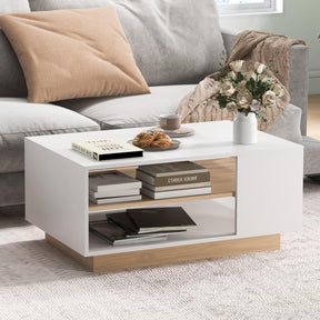 3-Tier Square Coffee Table Tea Table 90cm Cocktail Table Industrial Accent Table