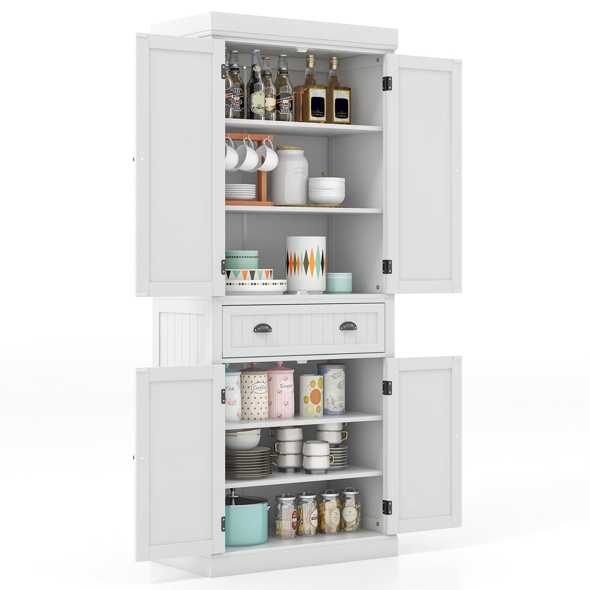 183.5CM Kitchen Pantry Storage Cabinet, Tall Freestanding Cupboard