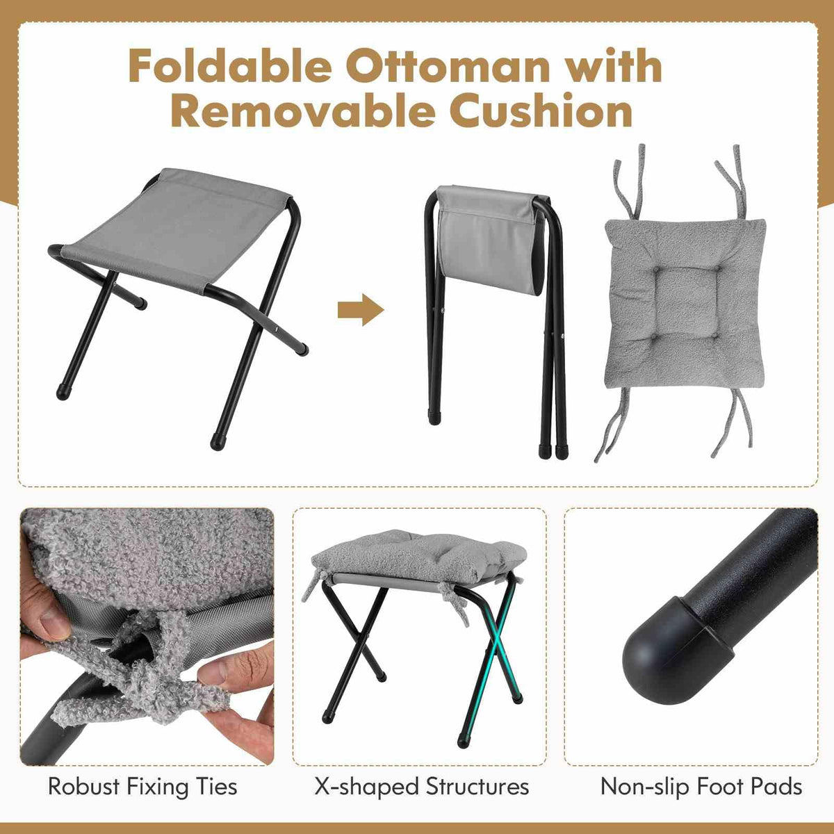 Lazy Chair with Ottoman, Modern Accent Chair with Folding Footrest, Head Pillow, Armrests, Storage Pocket