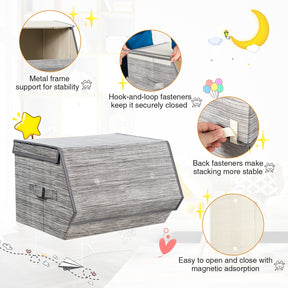 Giantex Stackable Storage Bins Set of 4, Foldable Non-woven Fabric Storage Box with Magnetic Secured Lids