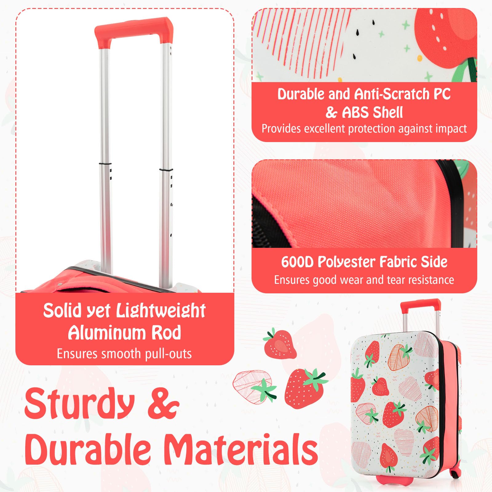 BABY JOY 20” Kids Luggage, Foldable Children Trolley Kids Carry On Luggage with Wheels, Retractable Handle & Airline Approved Design