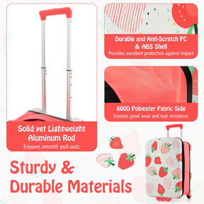 BABY JOY 20” Kids Luggage, Foldable Children Trolley Kids Carry On Luggage with Wheels, Retractable Handle & Airline Approved Design