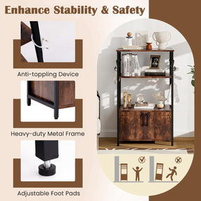 Industrial Kitchen Baker’s Rack 3-Tier Pantry Cabinet Microwave Oven Stand