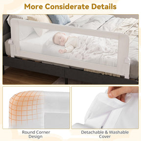Foldable Baby Rail Guard, 180 cm Long Swing Down Bed Rail for Toddlers