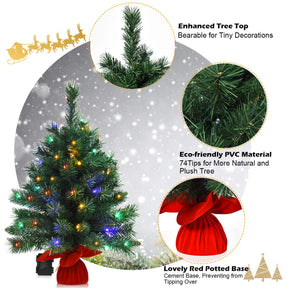 66cm Pre-Lit Tabletop Christmas Tree with 8 Flash Modes for Home Party