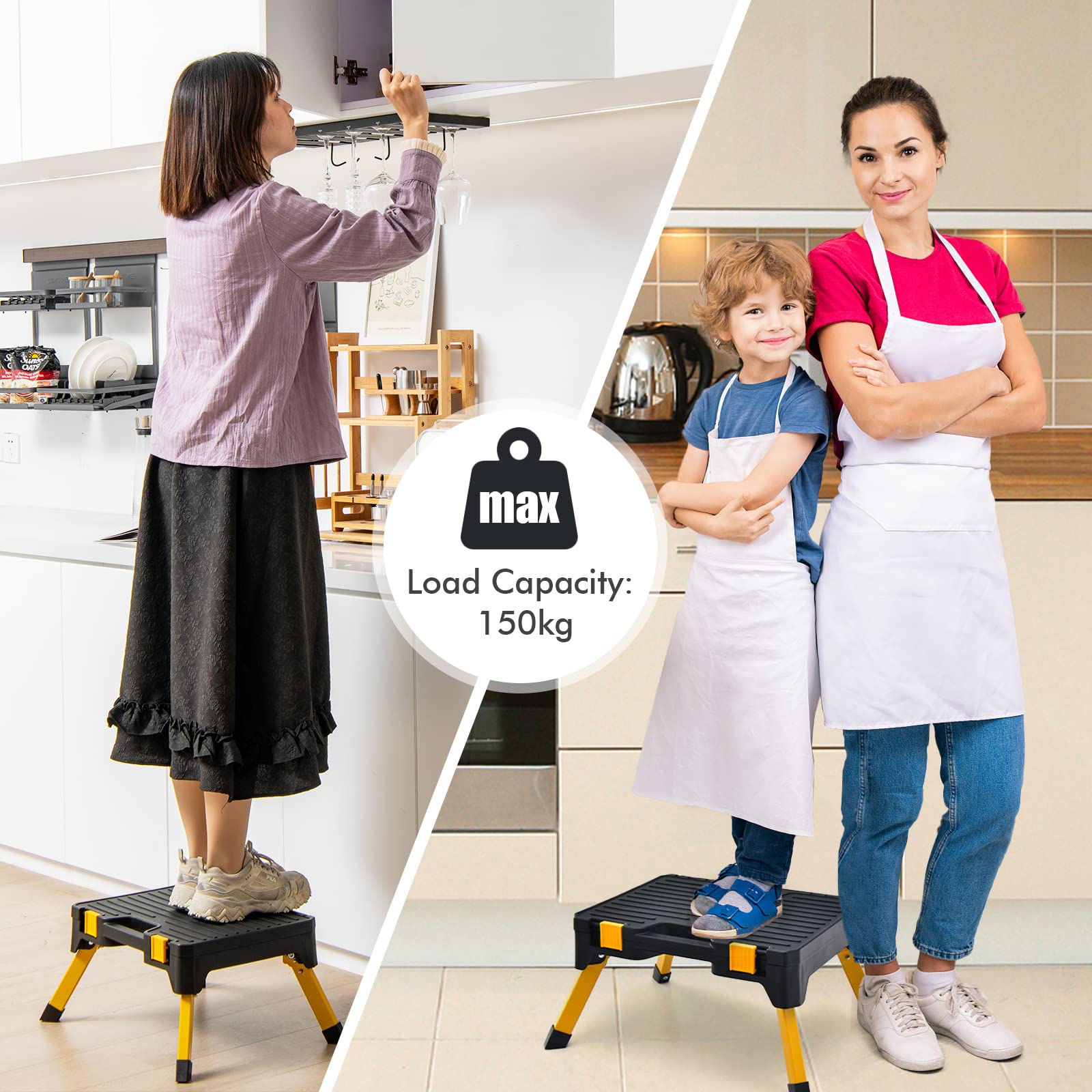 Folding Step Ladder with Wide Pedal for Kitchen