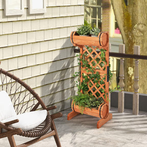 Giantex Raised Garden Bed with 2 Cylindrical Planter Boxes & Trellis