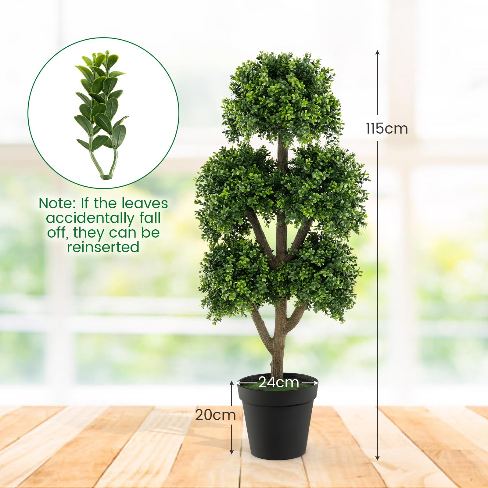 Giantex 115 cm Artificial Boxwood Topiary Ball Tree