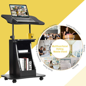 Giantex Mobile Laptop Desk, Height Adjustable Computer iPad PC Stand Table w/Wheels & Storage