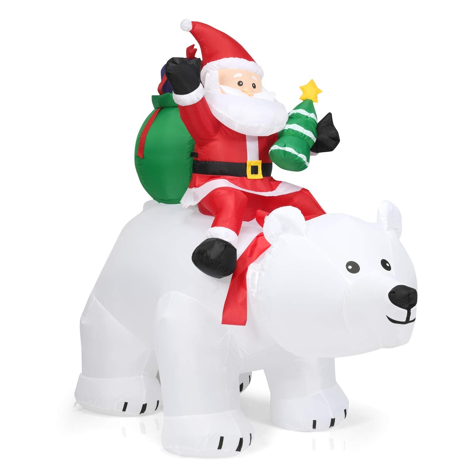 2M Inflatable Christmas Santa Riding Polar Bear with Shaking Head