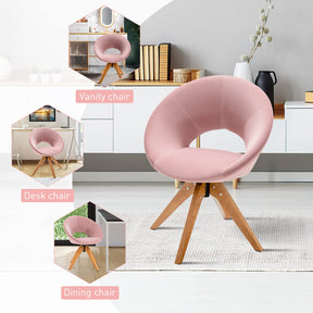 Giantex Swivel Accent Chair, Modern Office Chair w/Solid Wood Legs, Oversized Upholstered Leisure Chair