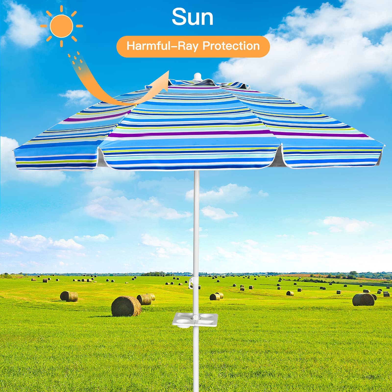 Giantex 7.2 Ft Beach Umbrella, Patio Sunshade Umbrella with Sand Anchor