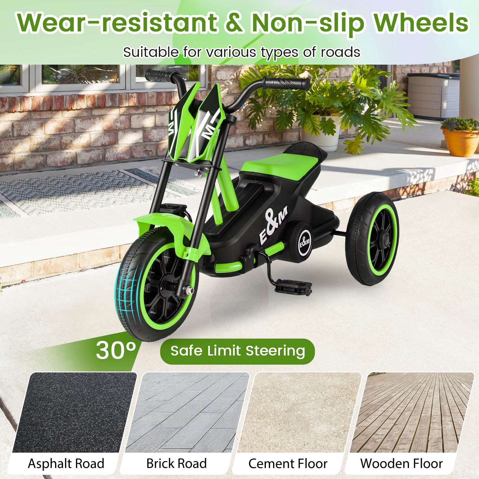 Kids Tricycle, 3-Wheel Toddler Bike with Foot Pedals, Forward/Backward