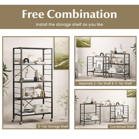 Giantex 5-Tier Foldable Shelving Unit, Heavy Duty Metal Shelves with Detachable Wheels