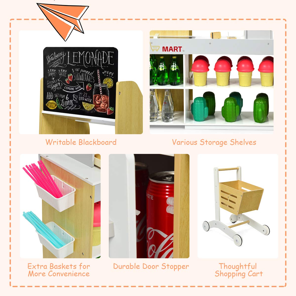 HONEY JOY Pretend Grocery Store Playset, Supermarket Play Toy with Shopping Cart