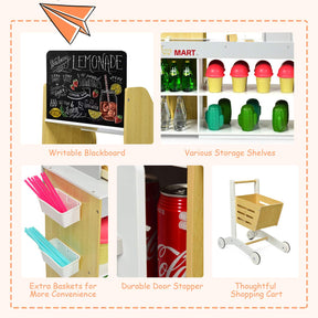 HONEY JOY Pretend Grocery Store Playset, Supermarket Play Toy with Shopping Cart