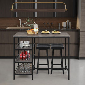 Giantex 3-Piece Dining Table Set, Counter Height Table Set w/2 Bar Stools, Modern Industrial Bar Table Set