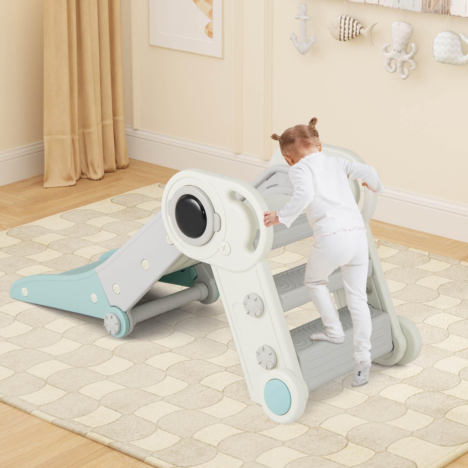 Kids Slide, Indoor Kids Folding Freestanding Slides w/Climber