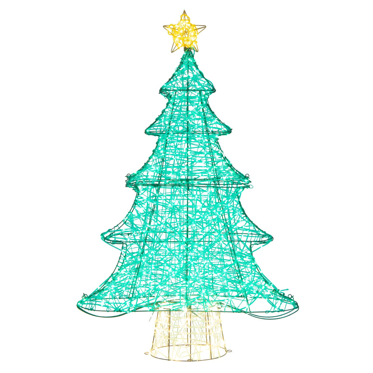 124CM Pre-lit Artificial Christmas Tree, Xmas Tree Decor with 520 LED Lights, Top Star