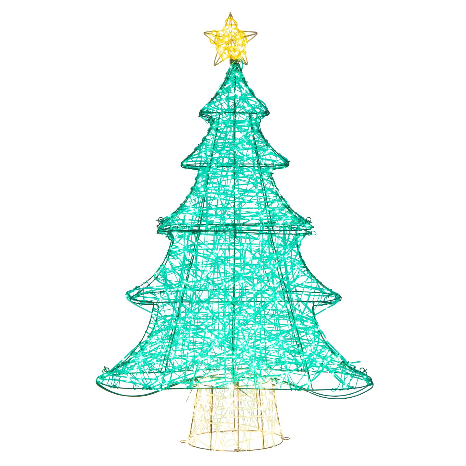 124CM Pre-lit Artificial Christmas Tree, Xmas Tree Decor with 520 LED Lights, Top Star