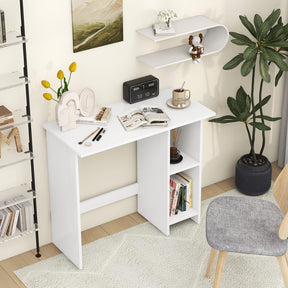 Giantex Small Computer Desk with Storage, Modern Writing Desk with Adjustable Shelf, Space Saving