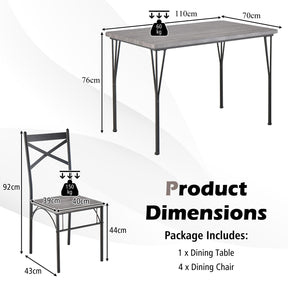 Giantex 5-Piece Dining Table Set, Modern Rectangular Dining Table & 4 Dining Chairs Set