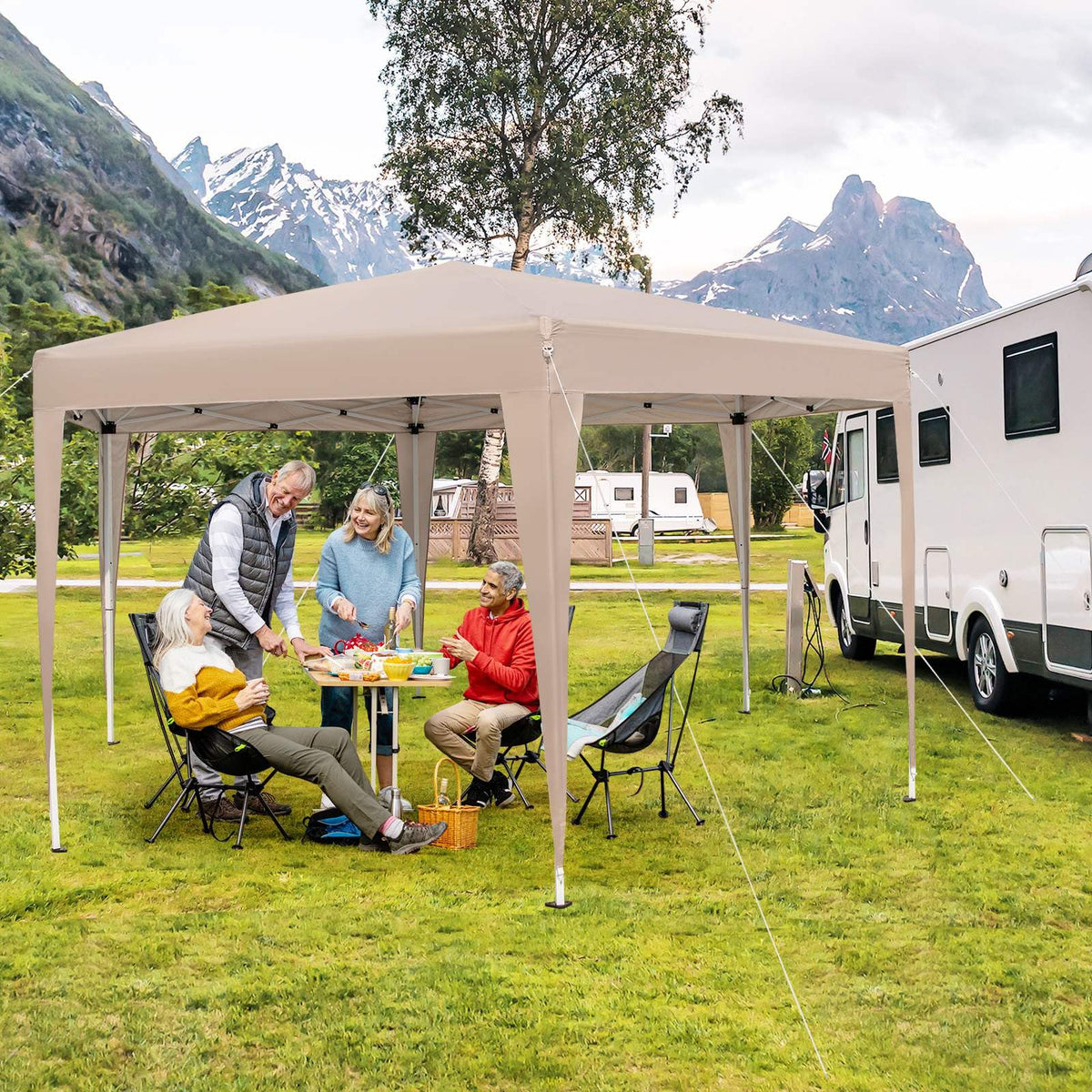 4 x 3.5 m Hexagonal Pop-Up Canopy Tent, Heavy-Duty Height Adjustable Gazebo Shelter