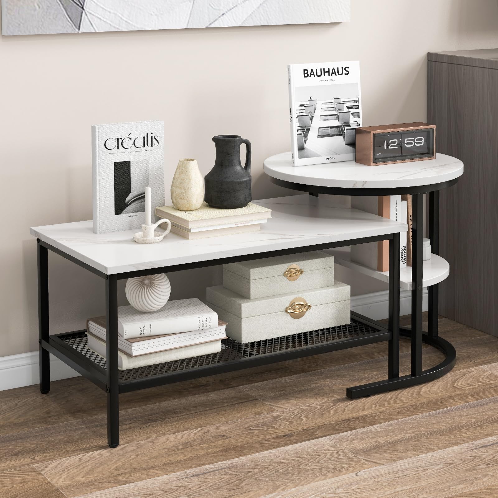 Giantex Nesting Coffee Table Set of 2, Detachable Table Set