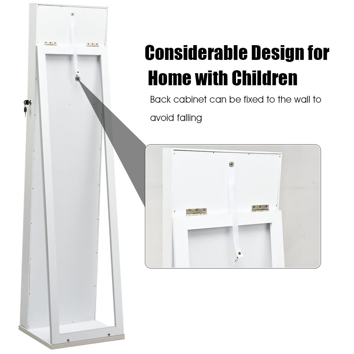 Giantex 2-in-1 Standing Jewelry Armoire w/ Higher Full Length Mirror, Lockable Jewelry Cabinet Organizer
